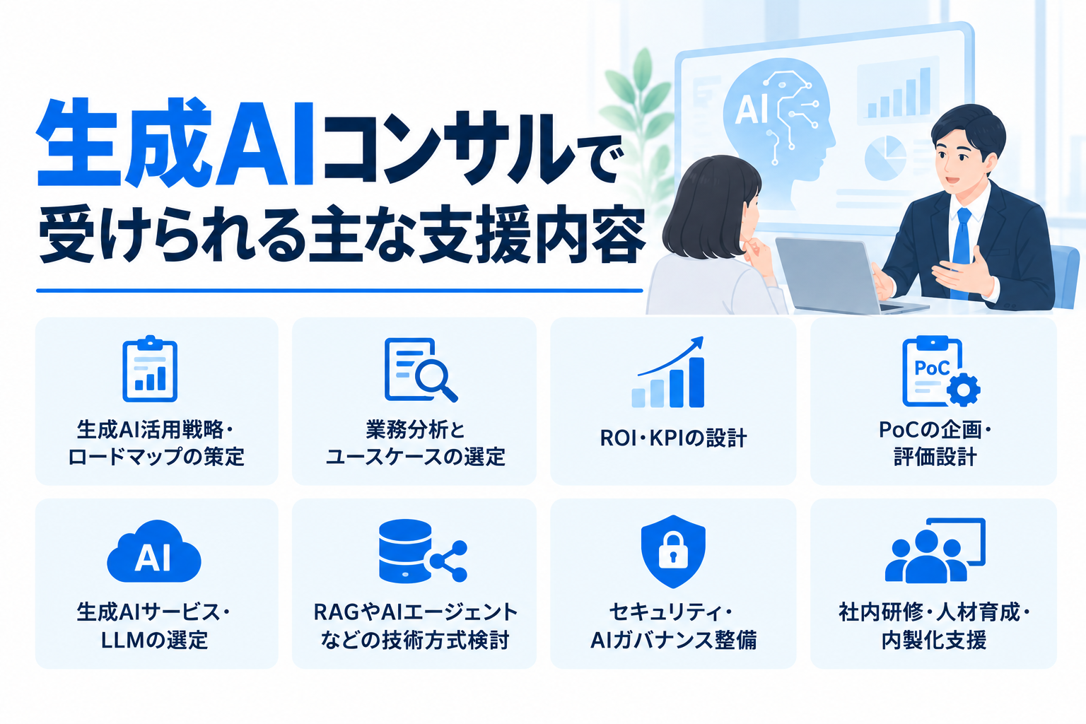 生成AIコンサルで受けられる主な支援内容